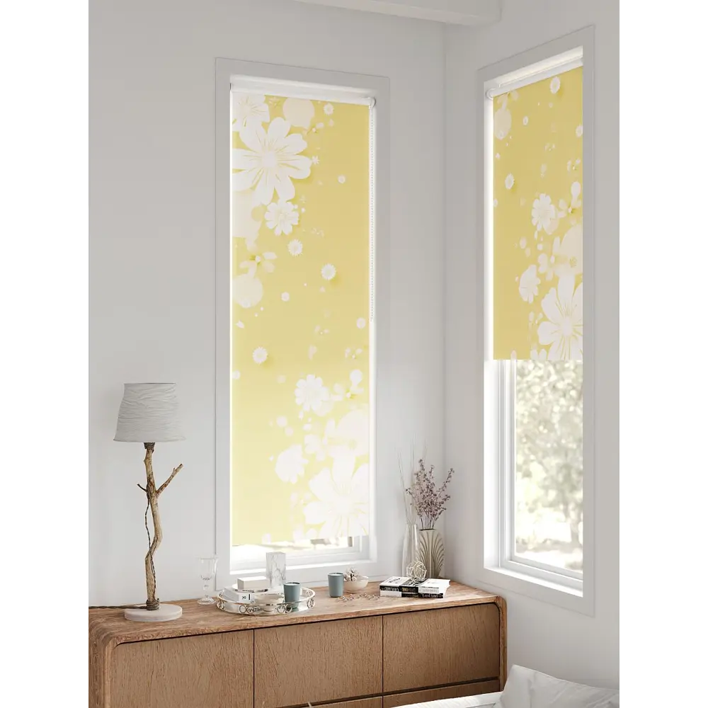 Фото 3 Рулонная штора блэкаут At Home Флорко AT780213 57x170 см, цвет белый Фото 3 Рулонная штора блэкаут At Home Флорко AT780213 57x170 см, цвет белый