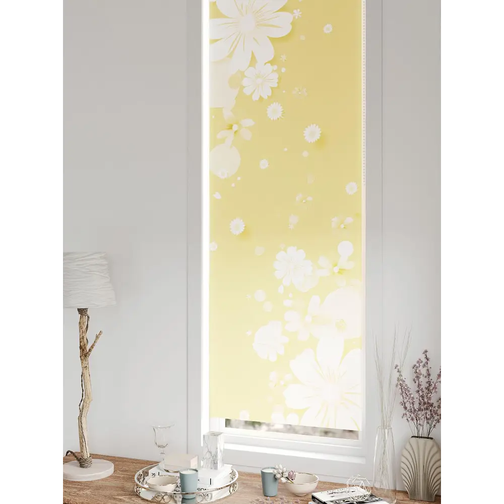 Фото 4 Рулонная штора блэкаут At Home Флорко AT780213 57x170 см, цвет белый Фото 4 Рулонная штора блэкаут At Home Флорко AT780213 57x170 см, цвет белый