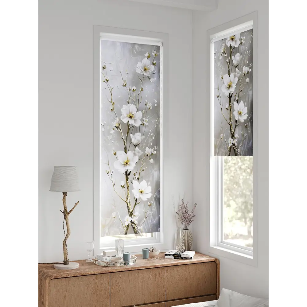 Фото 3 Рулонная штора блэкаут At Home Флорко AT780216 57x170 см, цвет белый Фото 3 Рулонная штора блэкаут At Home Флорко AT780216 57x170 см, цвет белый