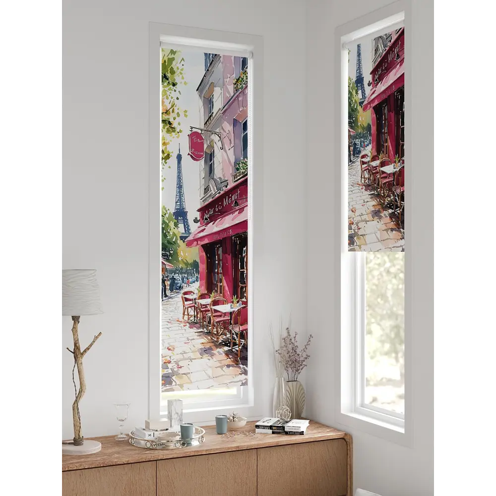 Фото 3 Рулонная штора блэкаут At Home AT779568, 47x170 см, цвет белый, зеленый