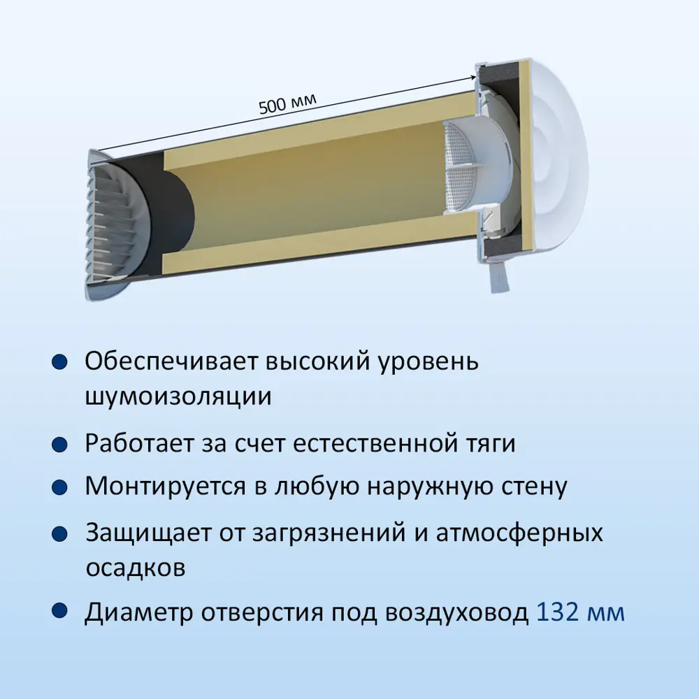 Фото 2 Приточный клапан стеновой NovaPROF КИВ-125 с круглым оголовком 0.5 м Фото 2 Приточный клапан стеновой NovaPROF КИВ-125 с круглым оголовком 0.5 м