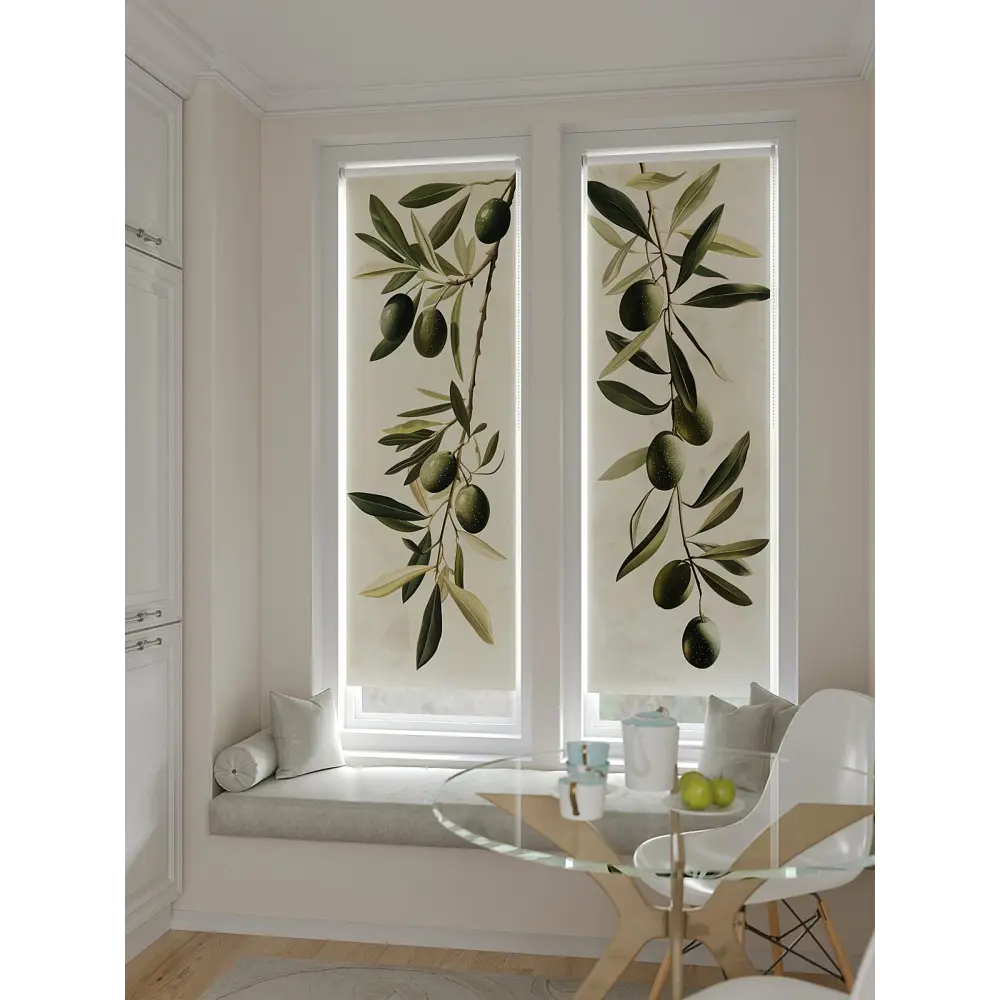 Фото Рулонная штора блэкаут At Home AT780854, 57x170 см, цвет бежевый, зеленый Фото Рулонная штора блэкаут At Home AT780854, 57x170 см, цвет бежевый, зеленый