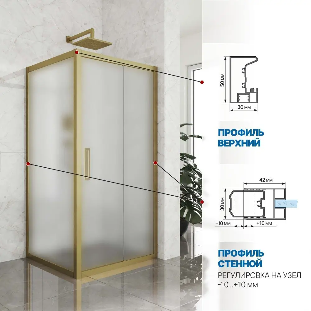 Фото 3 Душевой уголок GUTEWETTER GWMPKB019S 4698031236367, квадратный, 90x90x200 см, матовое стекло