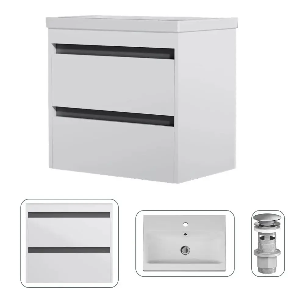 Фото Тумба с раковиной Am.pm M91FHX0602WC060WG-M100 Pulse 60 см подвесная с донным клапаном цвет белый Фото Тумба с раковиной Am.pm M91FHX0602WC060WG-M100 Pulse 60 см подвесная с донным клапаном цвет белый