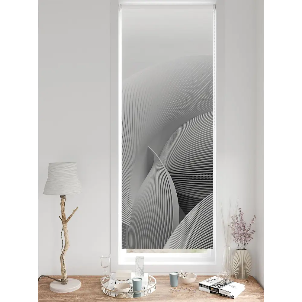 Фото 7 Рулонная штора блэкаут At Home Фиреда AT783555062 62x170 см, цвет белый