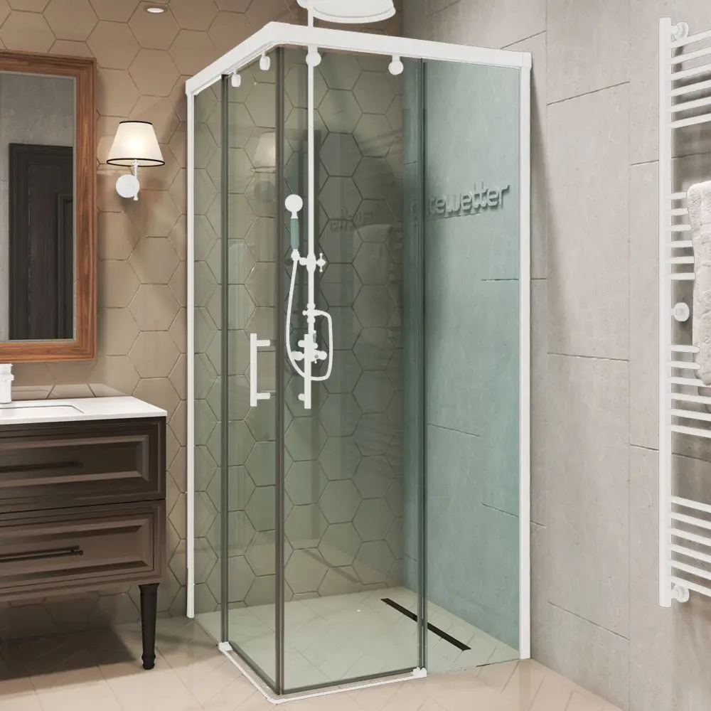Фото 6 Душевой уголок Gutewetter GWMPSLRC864 85x75x200 см цвет фурнитуры белый матовый, стекло безцветное заколенное 8/6 мм Фото 6 Душевой уголок Gutewetter GWMPSLRC864 85x75x200 см цвет фурнитуры белый матовый, стекло безцветное заколенное 8/6 мм