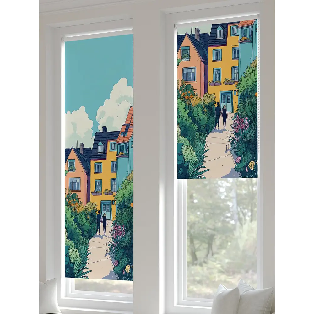 Фото 9 Рулонная штора блэкаут At Home AT783505052, 52x170 см, цвет белый, зеленый