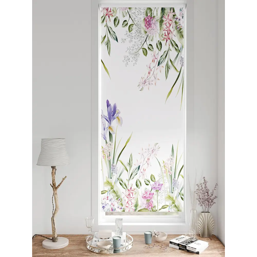 Фото 9 Рулонная штора блэкаут At Home AT783303062, 62x170 см, цвет белый, зеленый