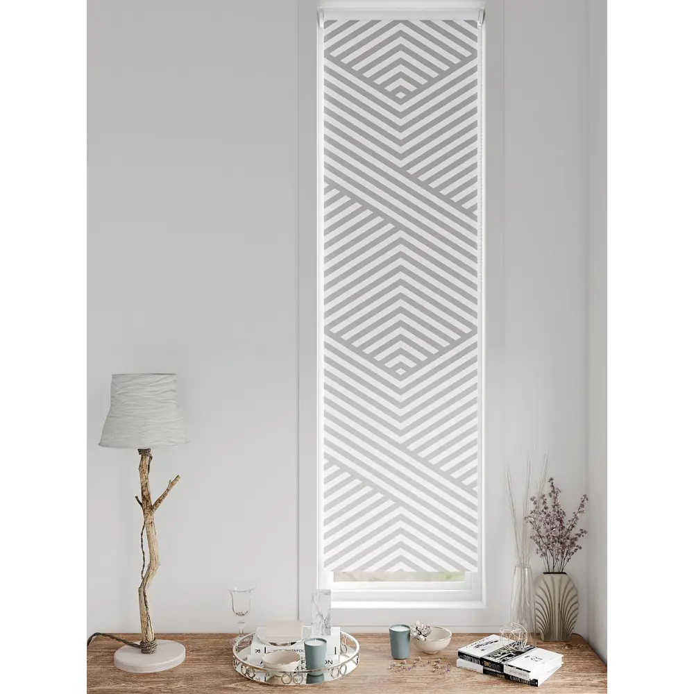 Фото Рулонная штора блэкаут At Home AT783395052, 52x170 см, цвет белый, серый