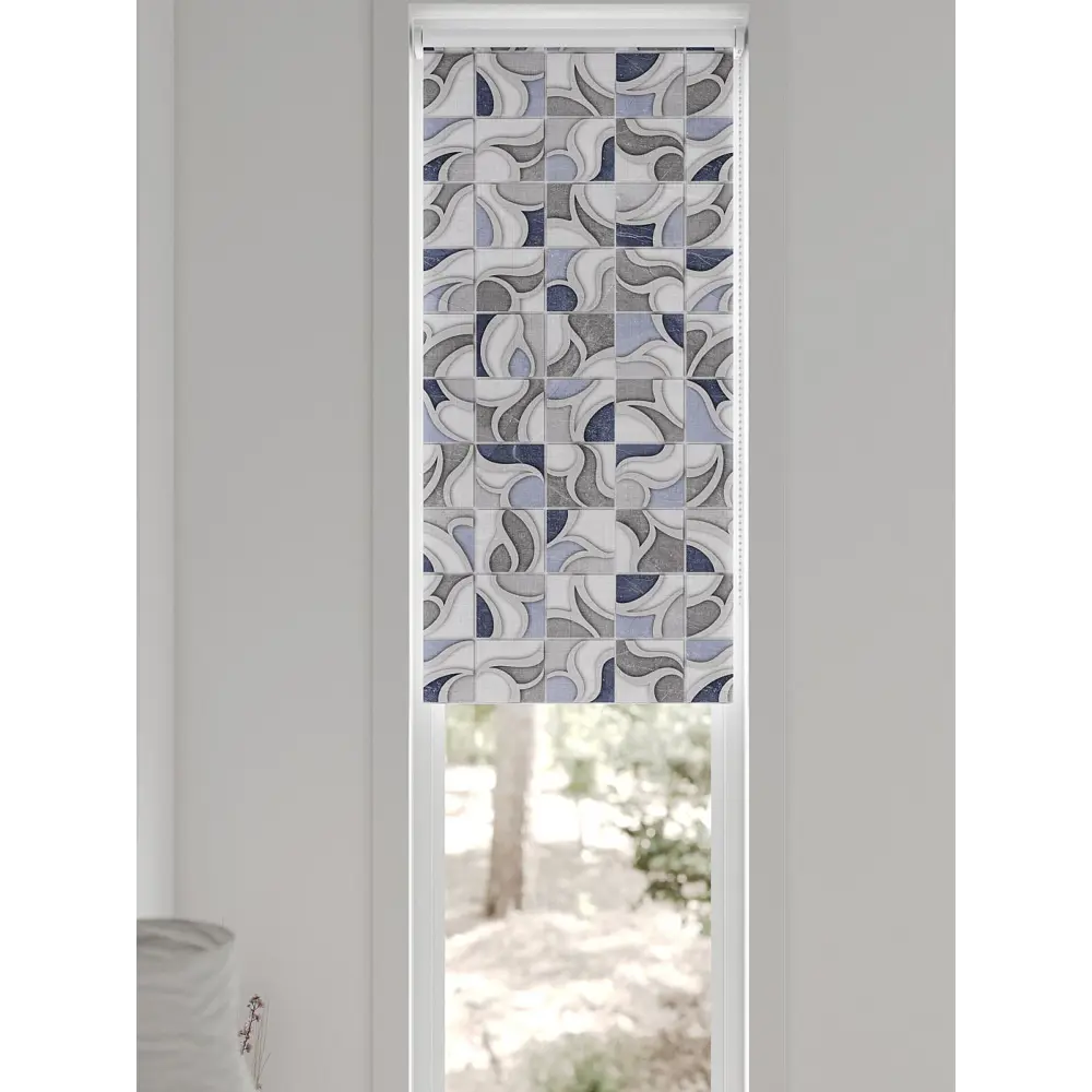 Фото 2 Рулонная штора блэкаут At Home AT783380047, 47x170 см, цвет белый, синий