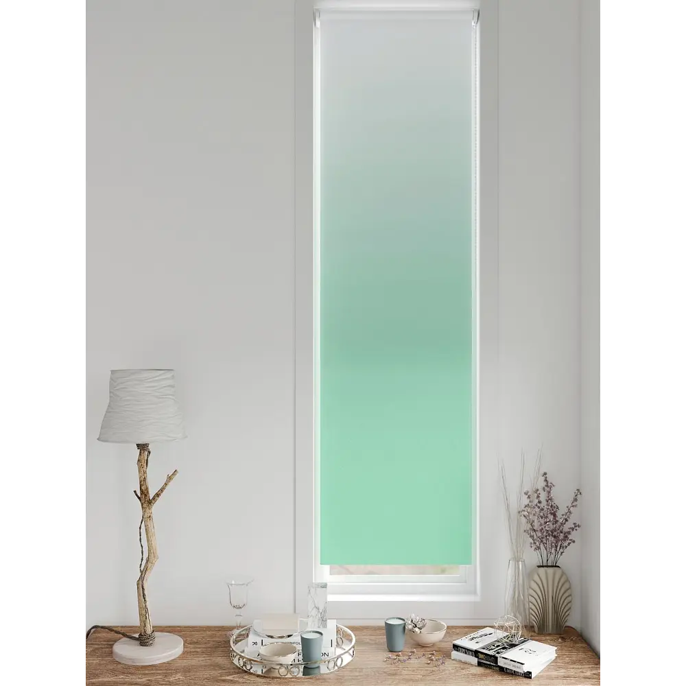 Фото 5 Рулонная штора блэкаут At Home AT783339047, 47x170 см, цвет белый, зеленый Фото 5 Рулонная штора блэкаут At Home AT783339047, 47x170 см, цвет белый, зеленый