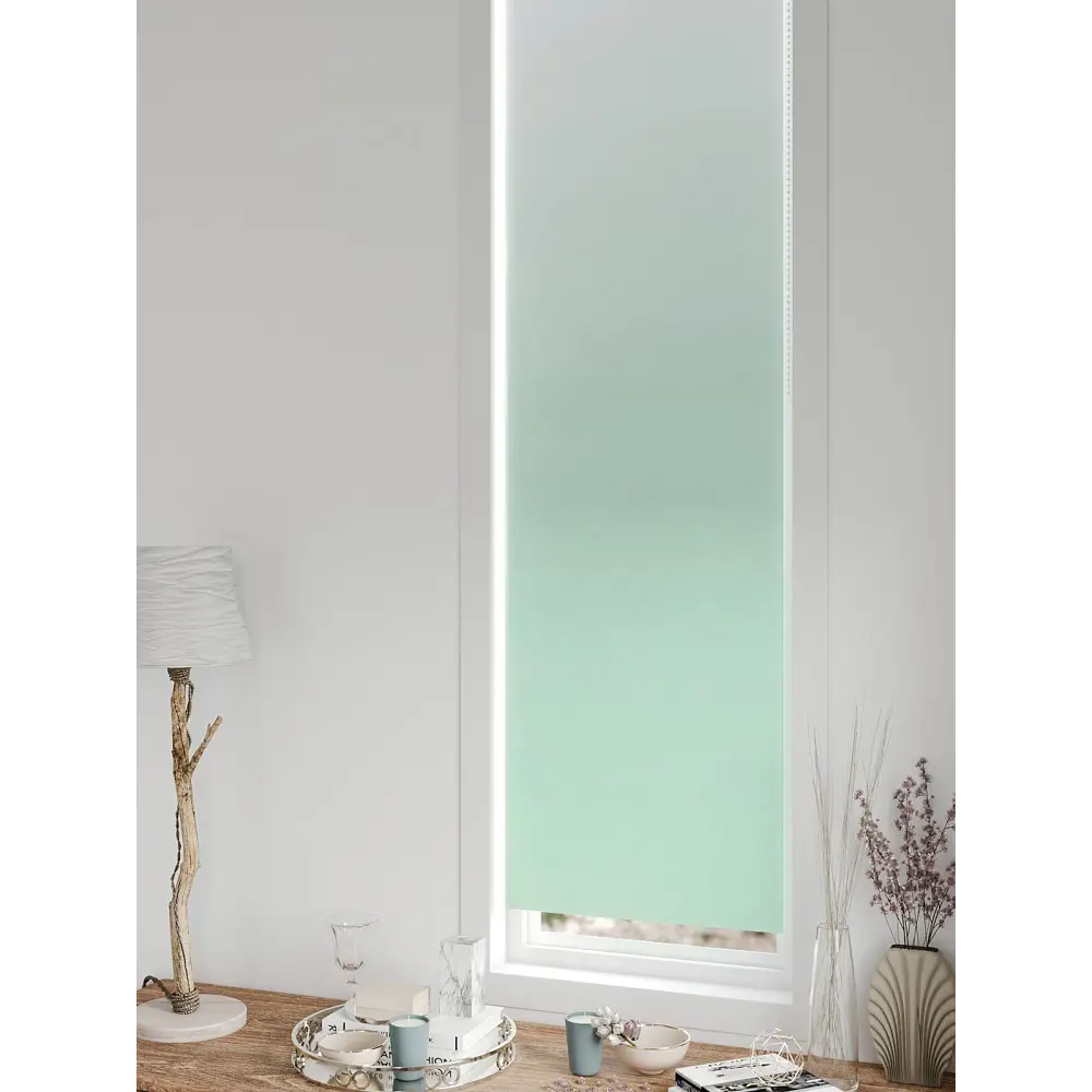 Фото 3 Рулонная штора блэкаут At Home AT783346047, 47x170 см, цвет белый, зеленый