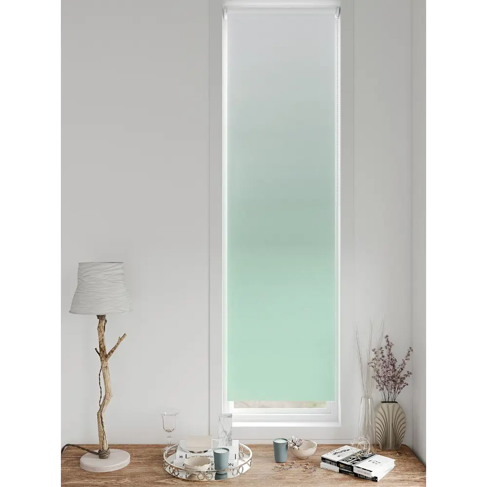 Фото 5 Рулонная штора блэкаут At Home AT783346047, 47x170 см, цвет белый, зеленый