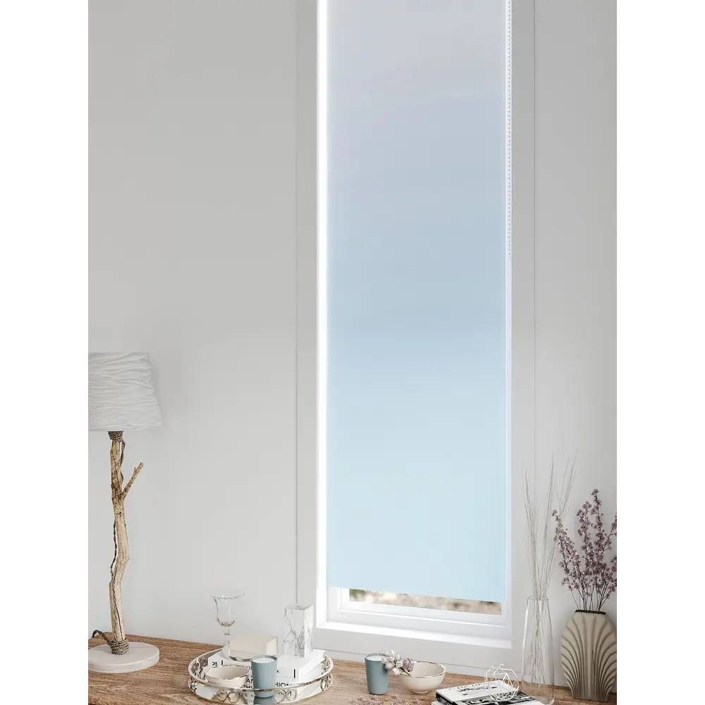 Фото 4 Рулонная штора блэкаут At Home AT783347047, 47x170 см, цвет белый, голубой