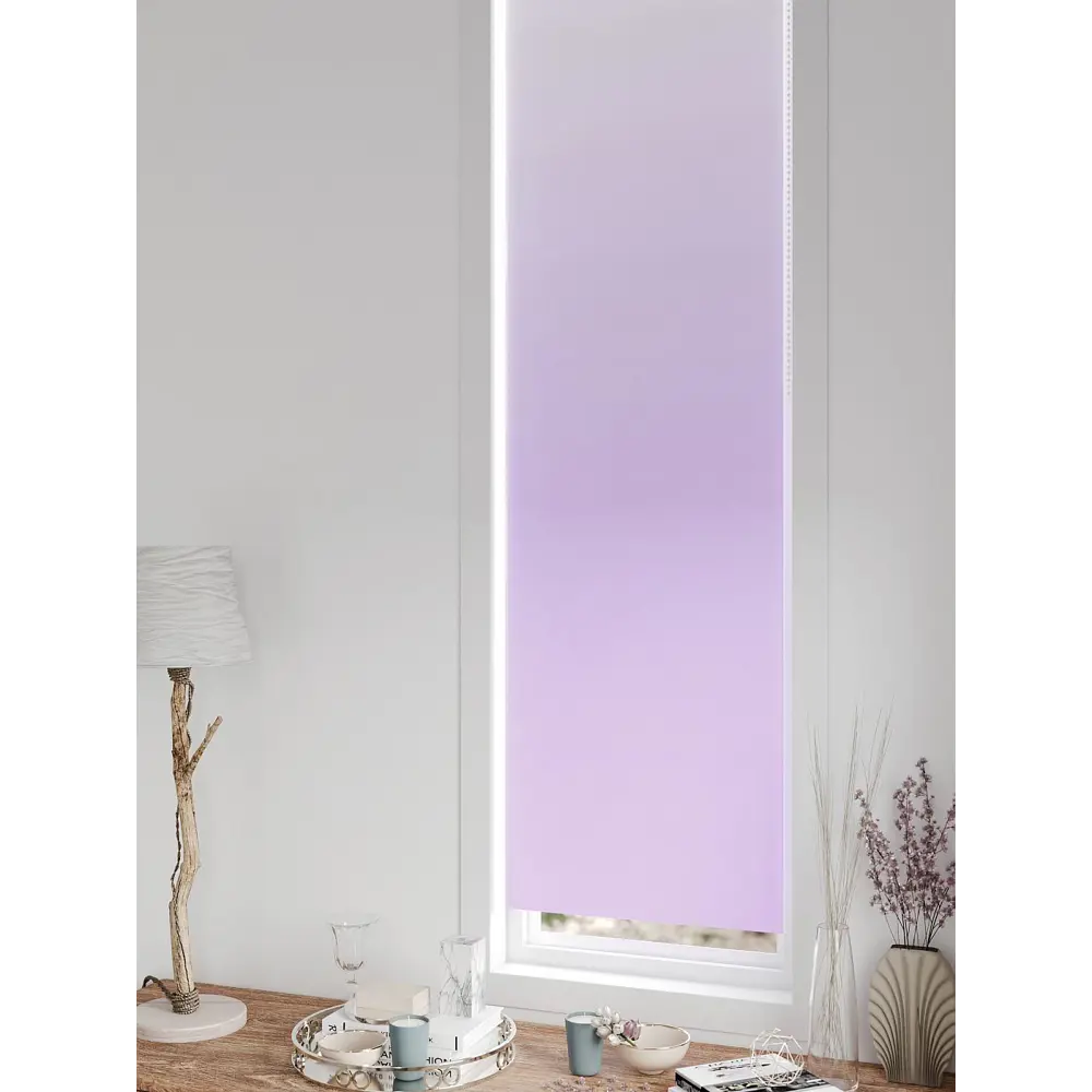 Фото 5 Рулонная штора блэкаут At Home AT783353047, 47x170 см, цвет белый, фиолетовый