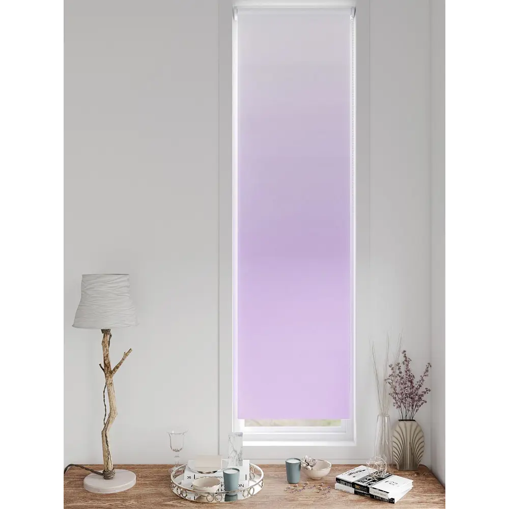 Фото 2 Рулонная штора блэкаут At Home AT783353047, 47x170 см, цвет белый, фиолетовый