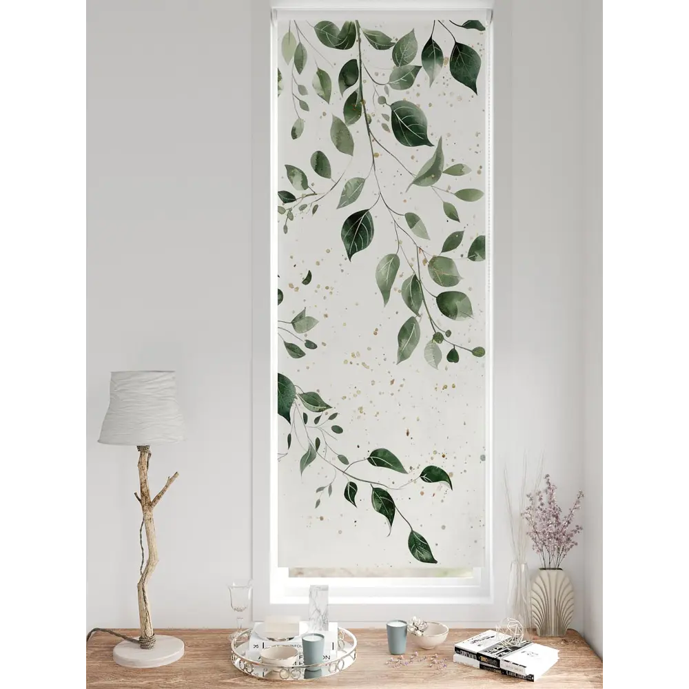 Фото 5 Рулонная штора блэкаут At Home AT783115062, 62x170 см, цвет белый, зеленый