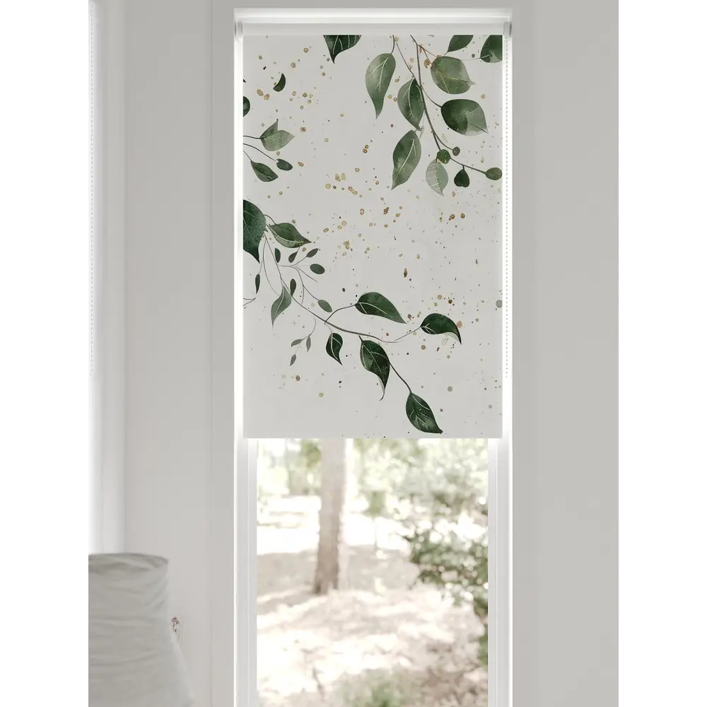 Фото 8 Рулонная штора блэкаут At Home AT783115062, 62x170 см, цвет белый, зеленый