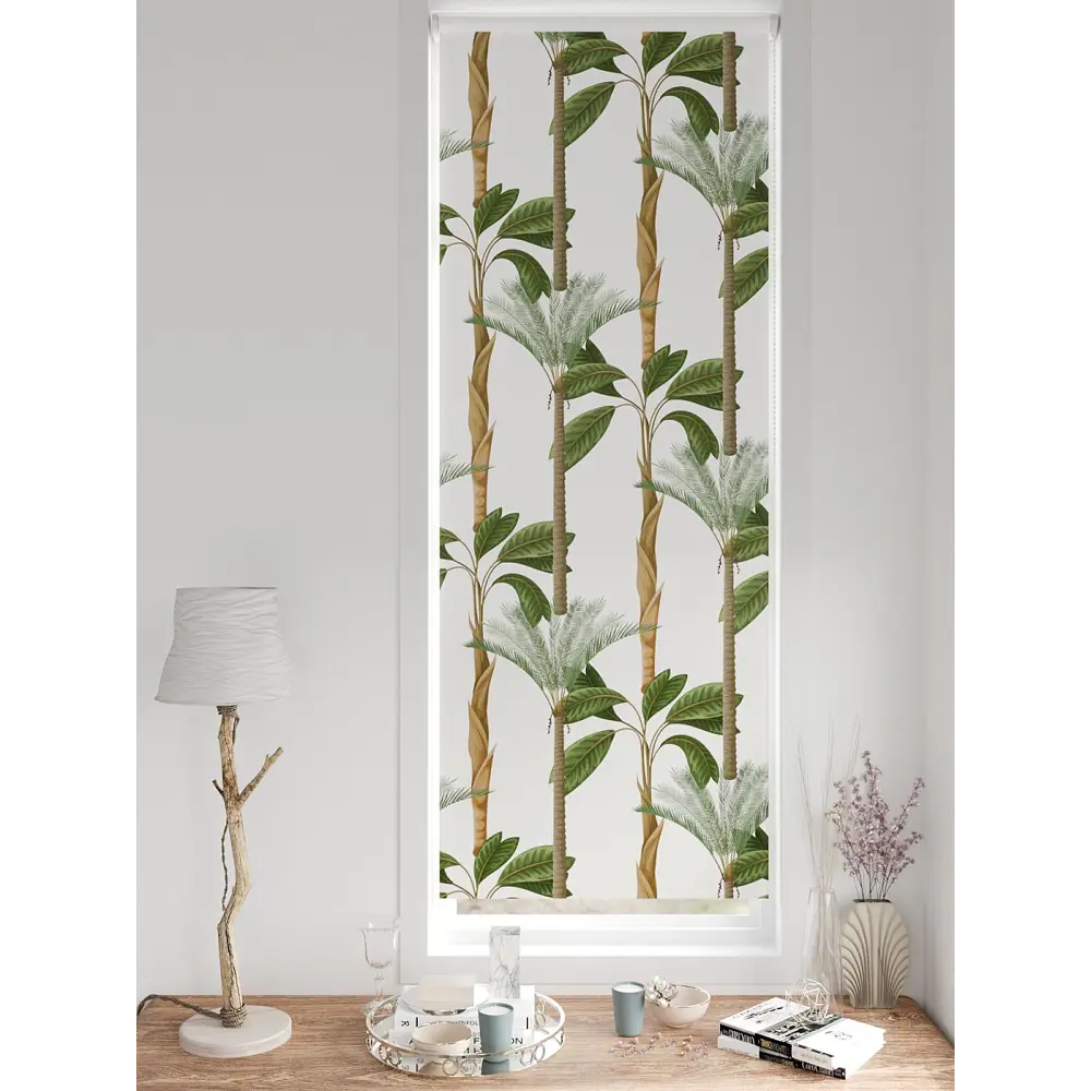 Фото 2 Рулонная штора блэкаут At Home AT783084062, 62x170 см, цвет белый, зеленый