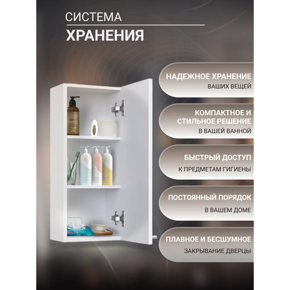 Фото 5 Шкаф для ванной комнаты Play Марсель подвесной 30x90x19см цвет белый матовый Фото 5 Шкаф для ванной комнаты Play Марсель подвесной 30x90x19см цвет белый матовый