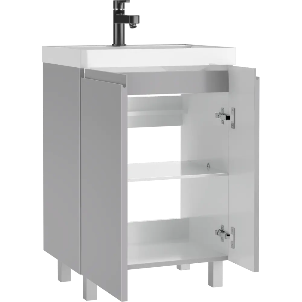 Фото 5 Тумба под раковину напольная Домино DGr2419T 58.8см цвет светло-серый