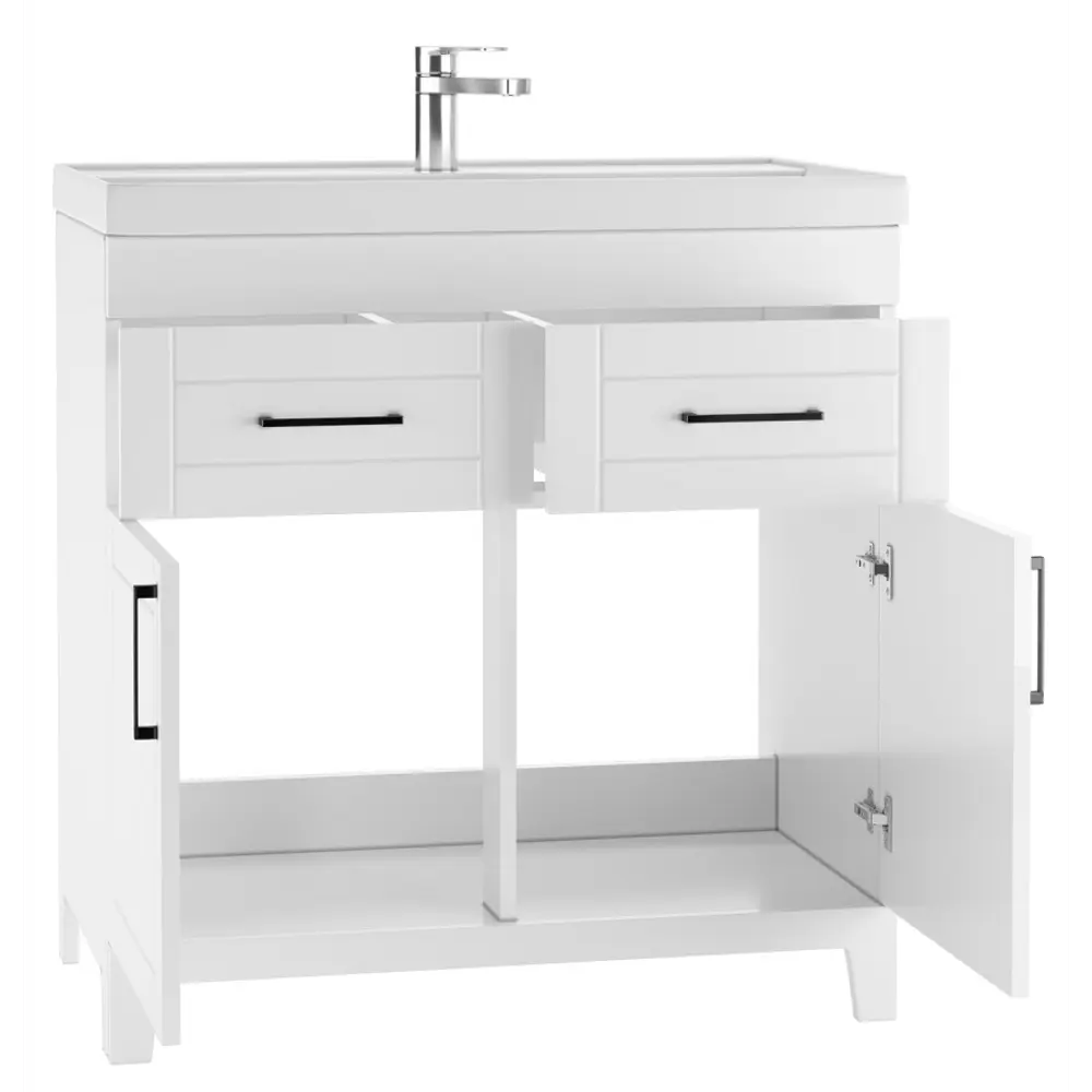 Фото 2 Тумба под раковину в ванную комнату Домино Classic 80 Charlie с двумя ящиками цвет белый