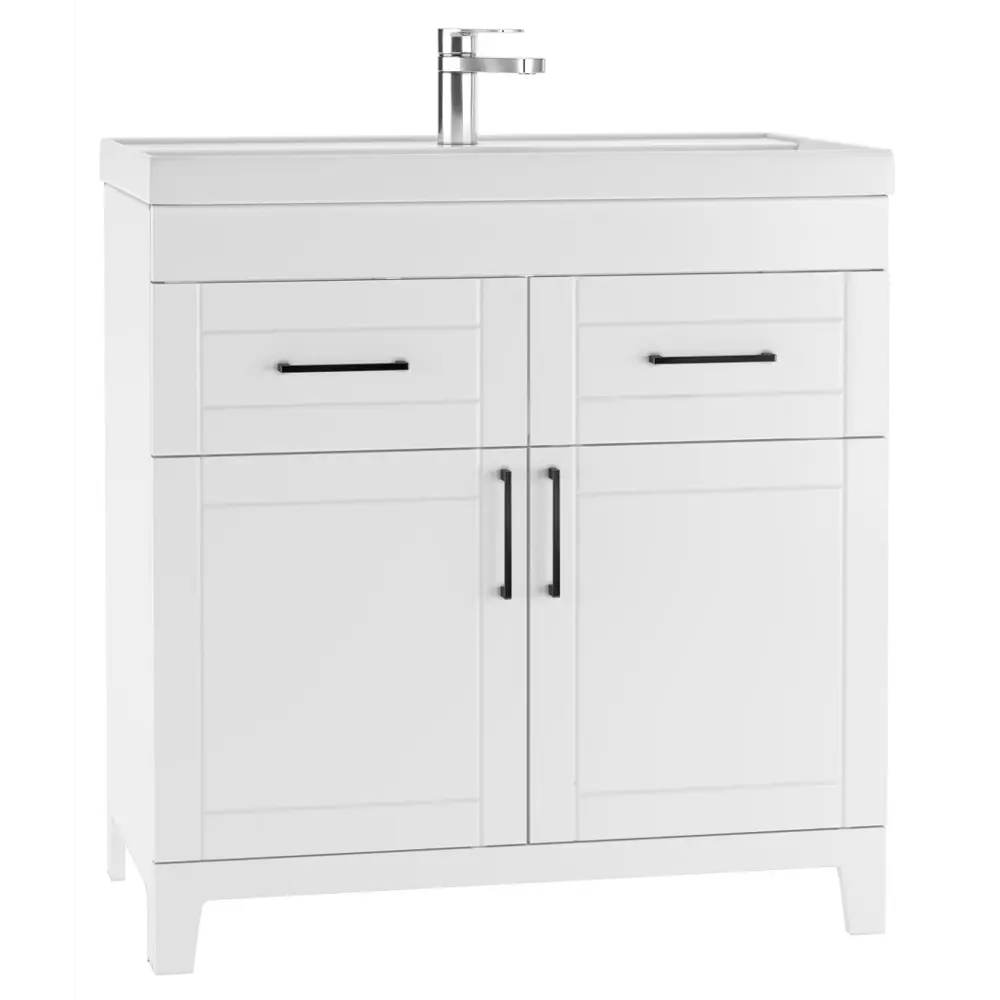 Фото Тумба под раковину в ванную комнату Домино Classic 80 Charlie с двумя ящиками цвет белый