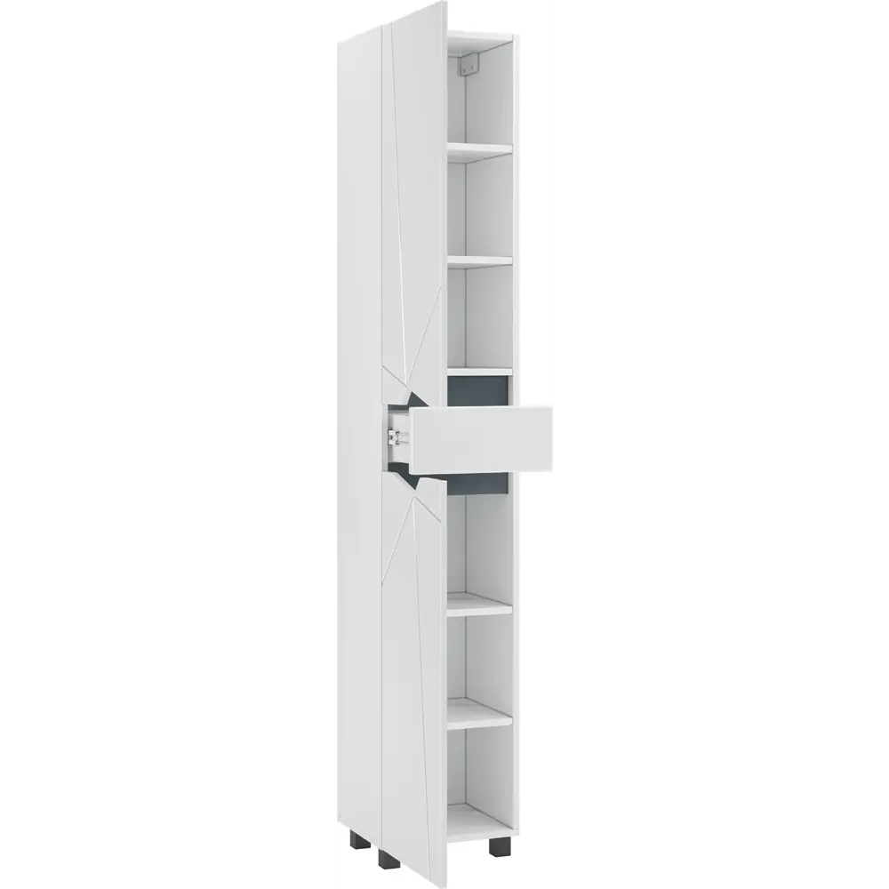 Фото 2 Пенал для ванны напольный Домино Vector 35 левый с одним ящиком цвет белый, антрацит