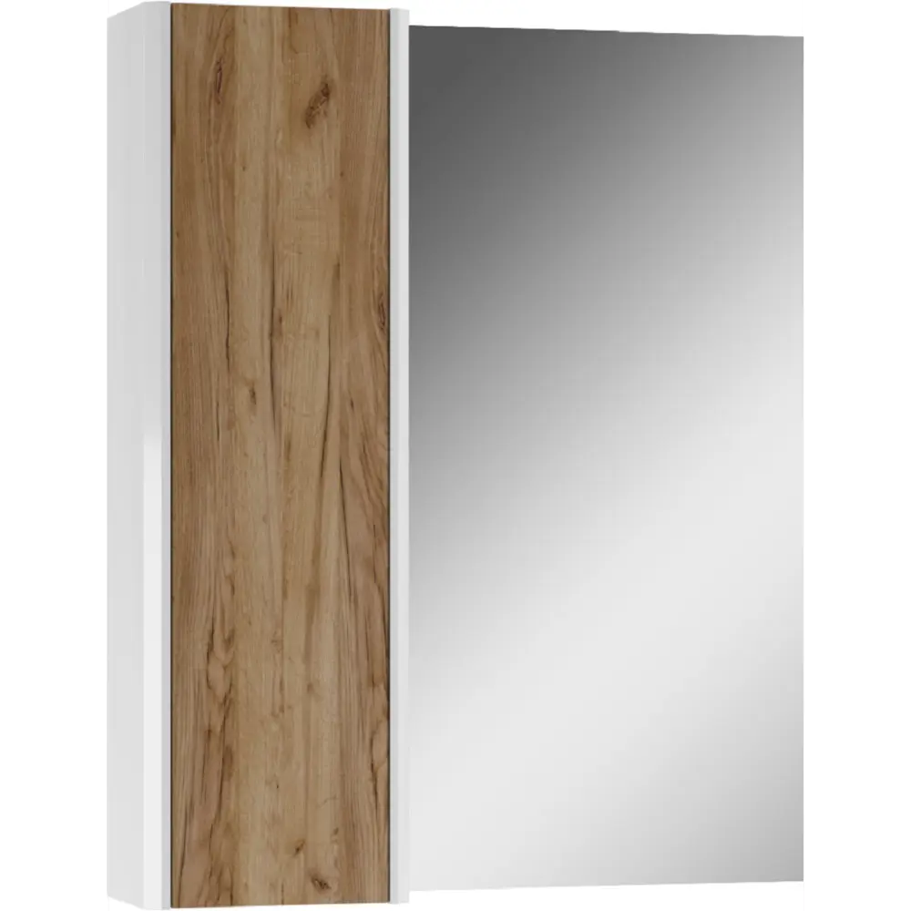 Фото Зеркальный шкаф для ванной Домино Uno 60 левый/правый цвет дуб вотан, белый Фото Зеркальный шкаф для ванной Домино Uno 60 левый/правый цвет дуб вотан, белый