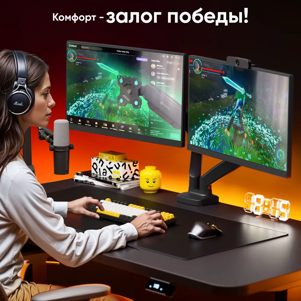 Фото 9 Кронштейн для двух мониторов настольный 13-32 ONKRON G160 цвет черный Фото 9 Кронштейн для двух мониторов настольный 13-32 ONKRON G160 цвет черный