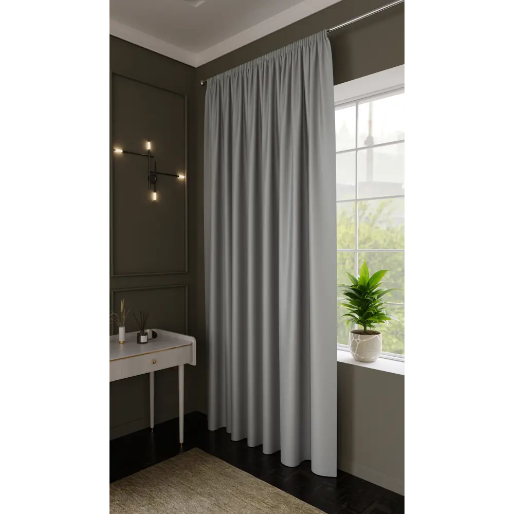Фото Штора на ленте Dora 200x280 см цвет серый Фото Штора на ленте Dora 200x280 см цвет серый