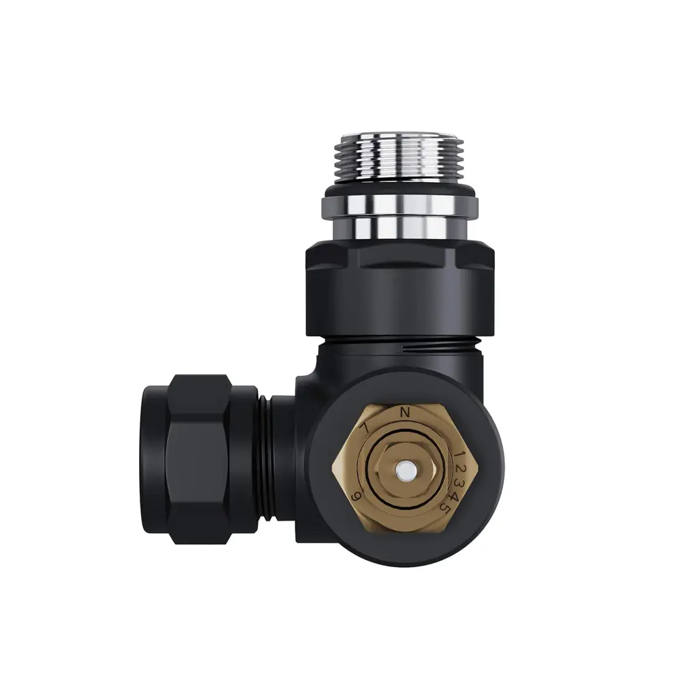 Фото 4 Термостатический комплект для радиатора трехосевой Royal Thermo Design Pro 1/2" латунь цвет черный