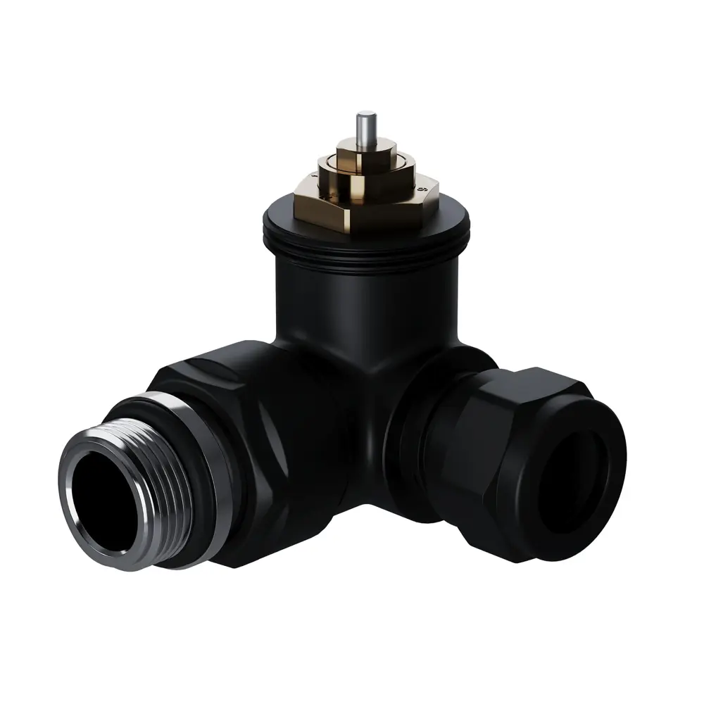 Фото 3 Термостатический комплект для радиатора трехосевой Royal Thermo Design Pro 1/2" латунь цвет черный