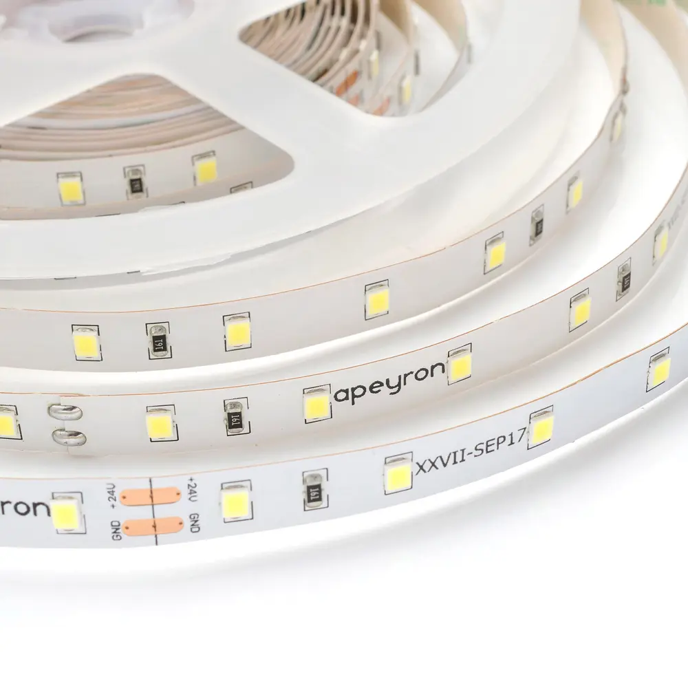 Фото 6 Светодиодная лента для подсветки рабочей зоны Apeyron 5050 15 Вт/м 24 В 10 мм IP20 10 м холодный белый свет Фото 6 Светодиодная лента для подсветки рабочей зоны Apeyron 5050 15 Вт/м 24 В 10 мм IP20 10 м холодный белый свет