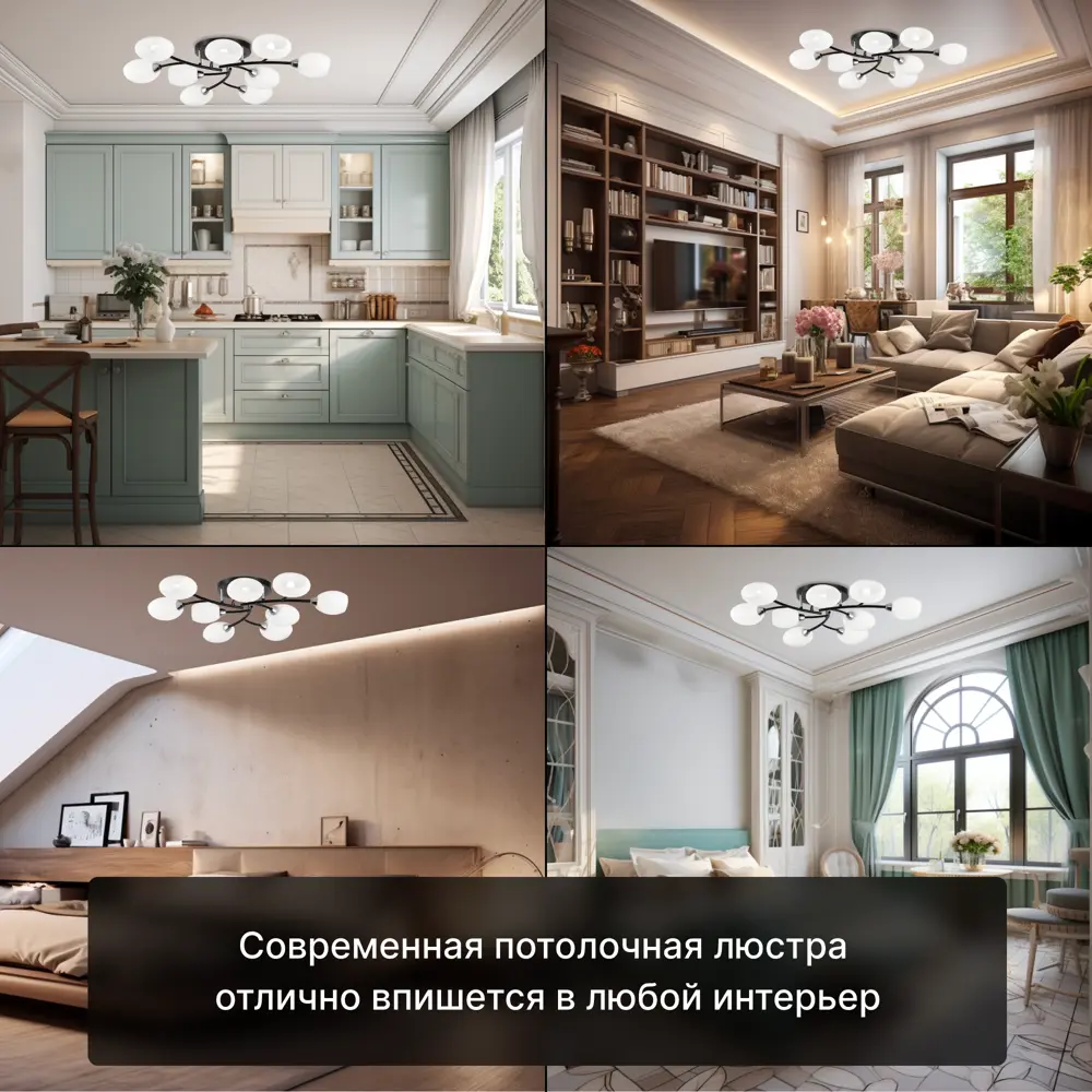 Фото 4 Люстра потолочная Citilux Cl148195 9 ламп 22 м² цвет черный Фото 4 Люстра потолочная Citilux Cl148195 9 ламп 22 м² цвет черный