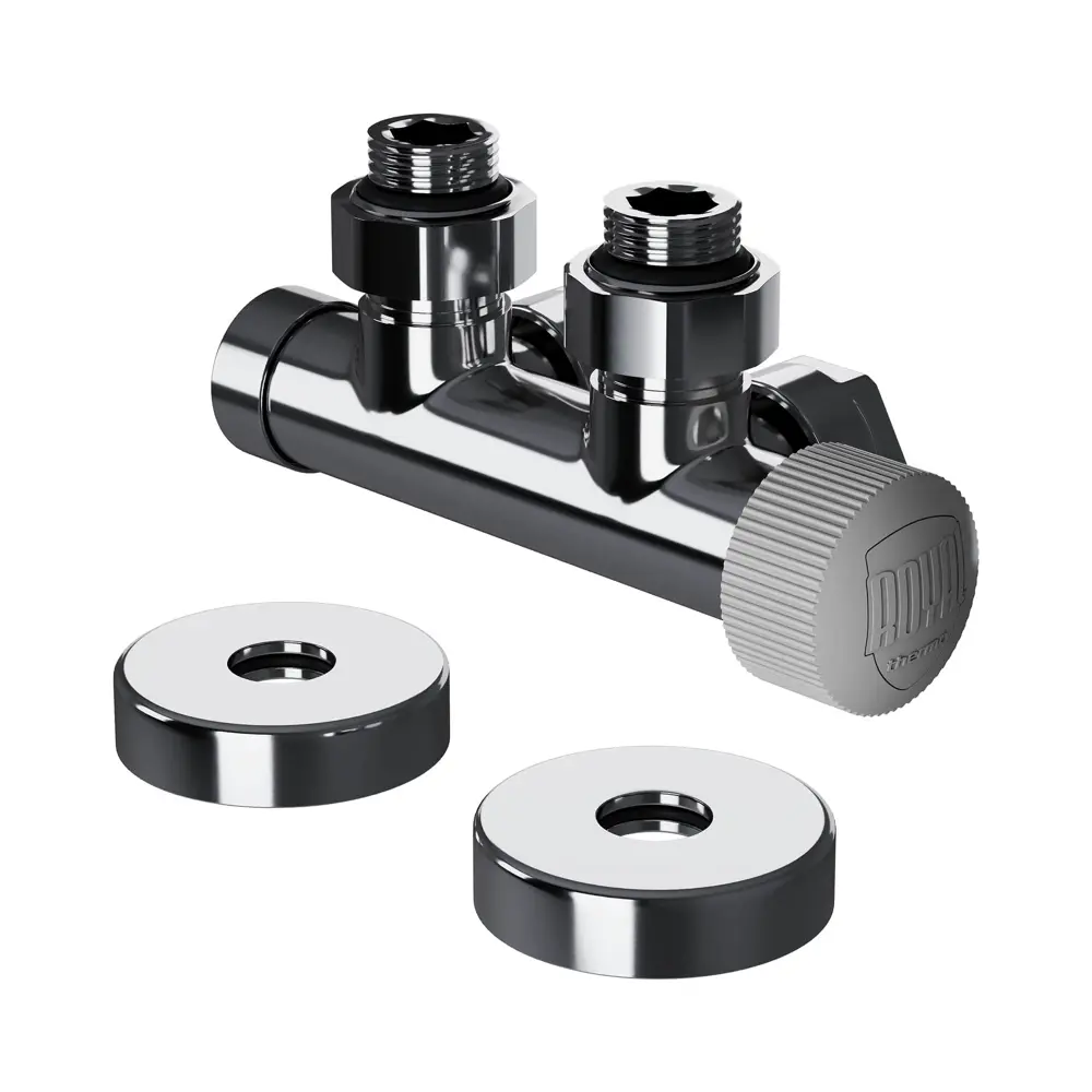 Фото Узел нижнего подключения термостатический угловой Royal Thermo Design Pro 1/2" латунь цвет хром Фото Узел нижнего подключения термостатический угловой Royal Thermo Design Pro 1/2" латунь цвет хром
