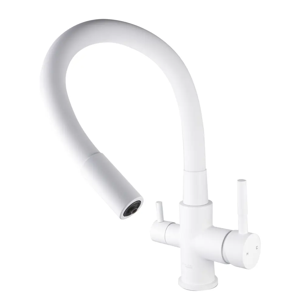 Фото 4 Смеситель для кухни Maxonor pure life PL4461-8 поворотный излив 192 см цвет белый, белый матовый