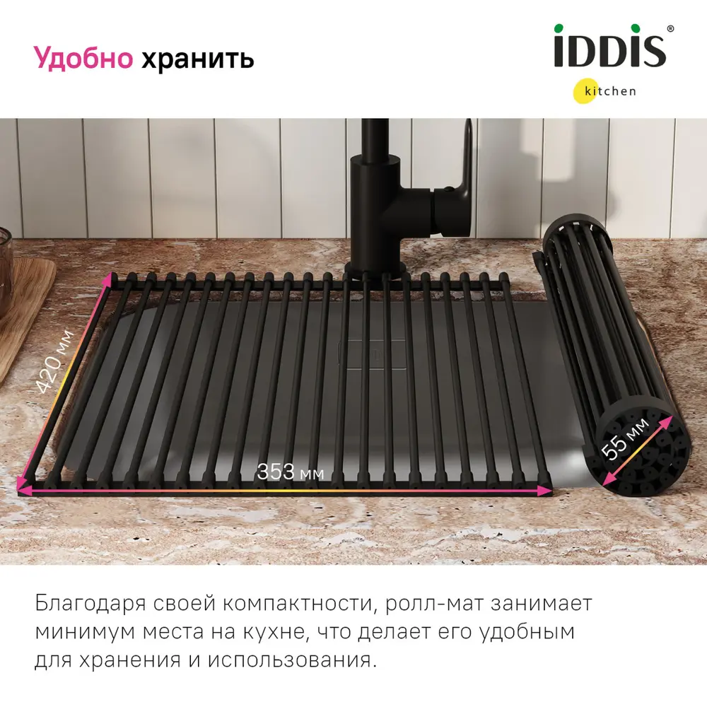 Фото 9 Сушилка для посуды Iddis 42x0.9x36.3 см нержавеющая сталь цвет черный матовый Фото 9 Сушилка для посуды Iddis 42x0.9x36.3 см нержавеющая сталь цвет черный матовый