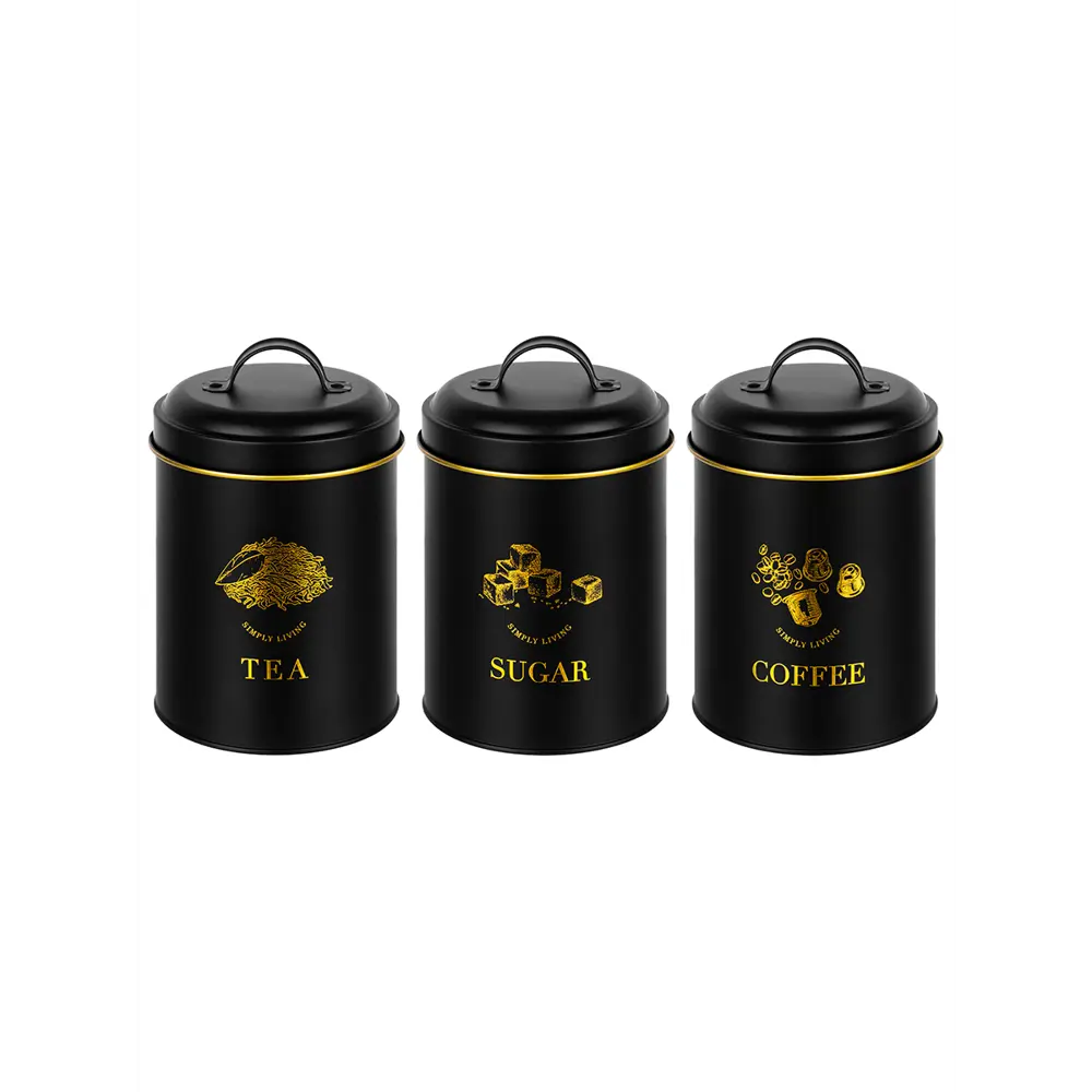 Фото Набор 3 банок для сыпучих продуктов 1.1 л 11.7x11.7x17 см Tea coffee sugar + крышки с ручк круг Фото Набор 3 банок для сыпучих продуктов 1.1 л 11.7x11.7x17 см Tea coffee sugar + крышки с ручк круг