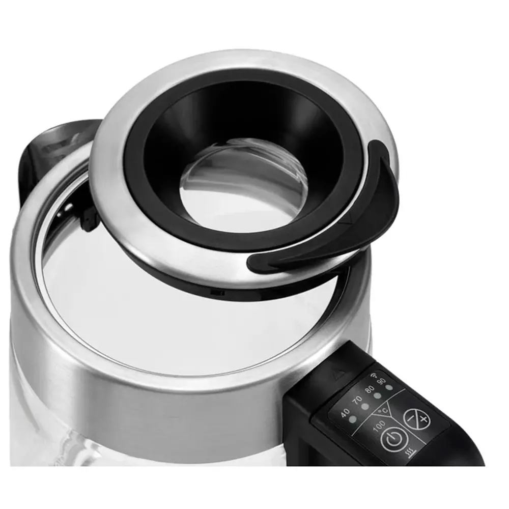 Фото 2 Электрический чайник 1.7 л Polaris PWK 1725CGLD WIFI IQ Home, матовый нержавеющая сталь цвет прозрачный, черный, нержавеющая сталь Фото 2 Электрический чайник 1.7 л Polaris PWK 1725CGLD WIFI IQ Home, матовый нержавеющая сталь цвет прозрачный, черный, нержавеющая сталь