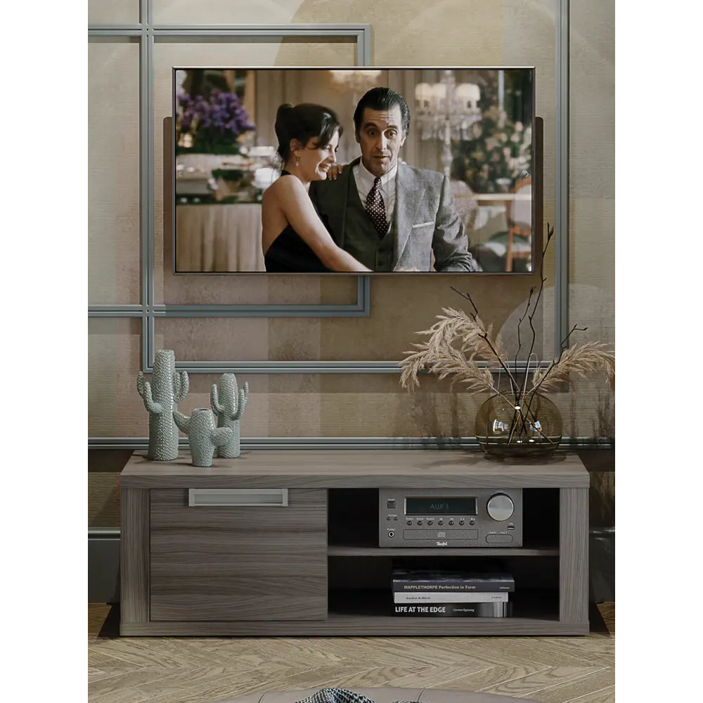 Фото 6 Тумба под телевизор Beneli 2020036500300 135x47x40 см ЛДСП цвет коричневый