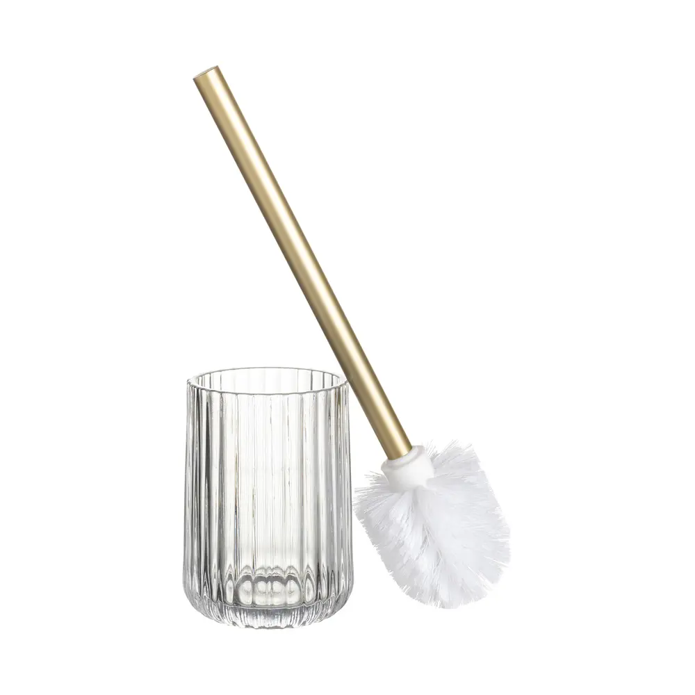 Фото 4 Ершик для унитаза с подставкой DeNASTIA Граненое стекло прозрачный/золотой X000213