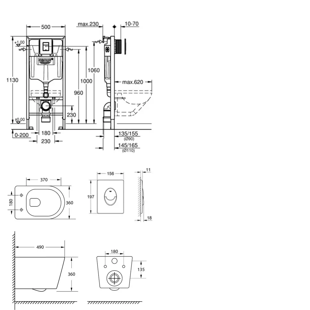Фото 3 Комплект инсталляция с унитазом Grohe 852E2032R3 цвет белый Фото 3 Комплект инсталляция с унитазом Grohe 852E2032R3 цвет белый