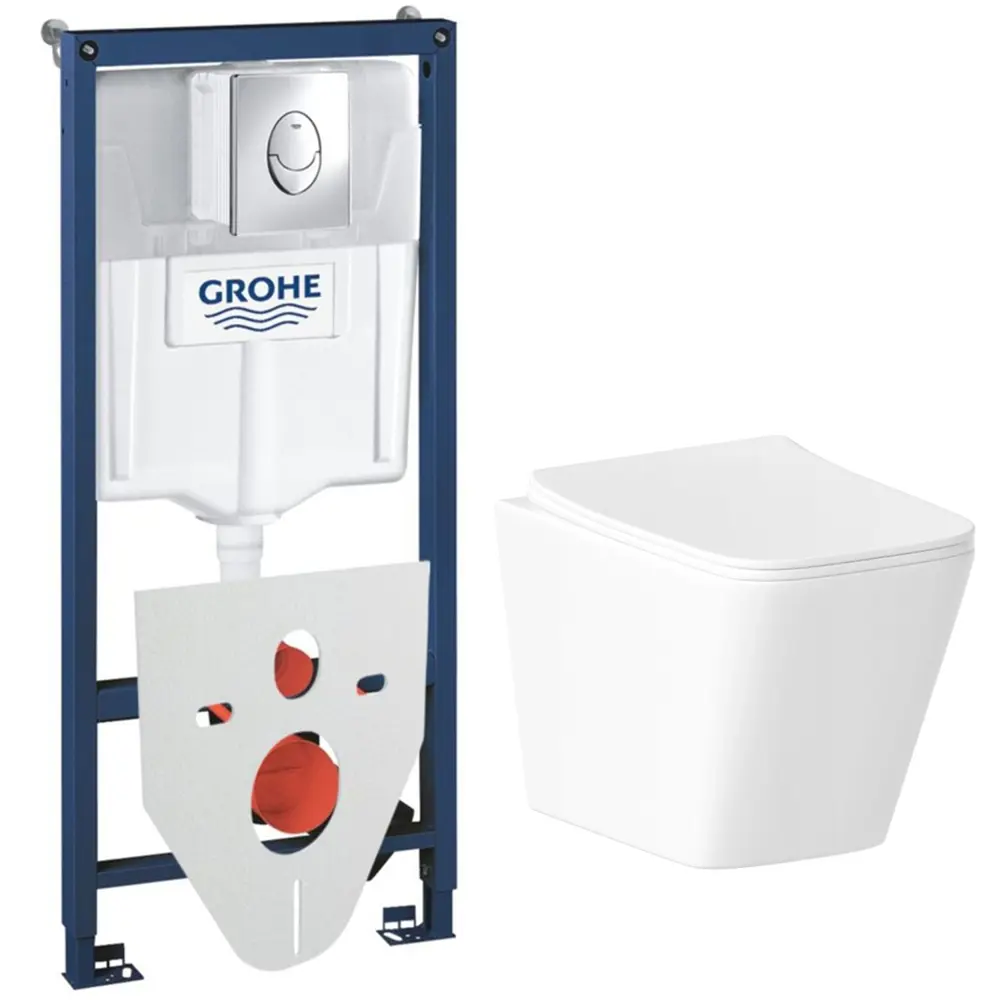 Фото Комплект инсталляция с унитазом Grohe 8N7358D553 цвет белый Фото Комплект инсталляция с унитазом Grohe 8N7358D553 цвет белый
