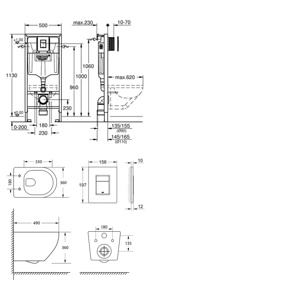 Фото 3 Комплект инсталляция с унитазом Grohe YN33659397 цвет белый Фото 3 Комплект инсталляция с унитазом Grohe YN33659397 цвет белый