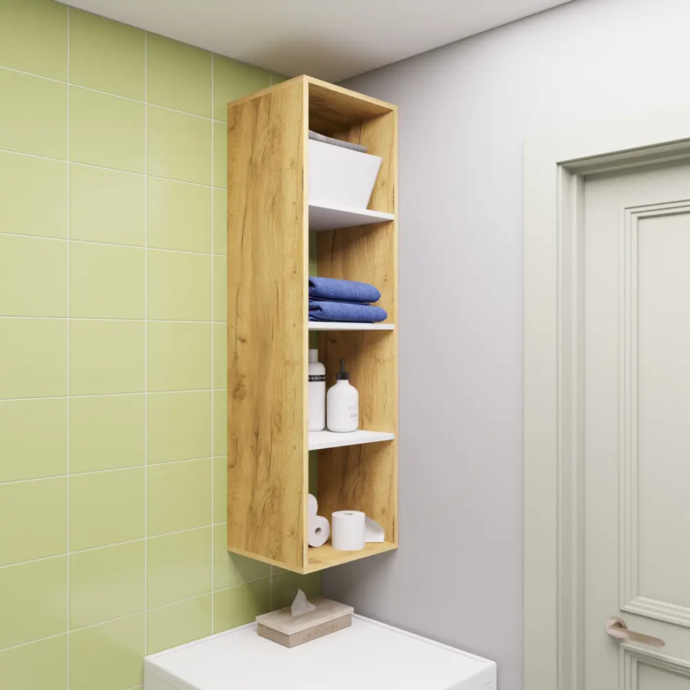 Фото 6 Стеллаж Velardy Cubic Line 35.2x136x32 см ЛДСП цвет белый/светлый дуб