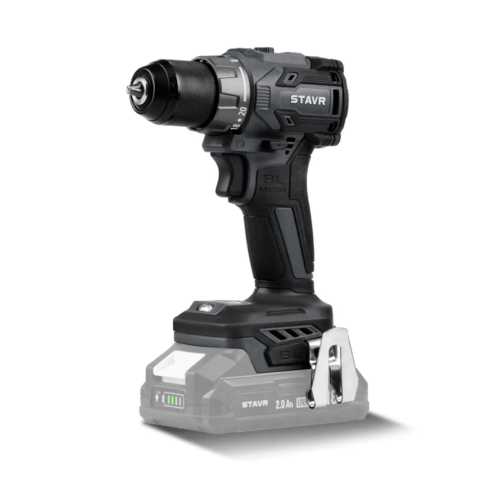 Фото 2 Дрель-шуруповерт аккумуляторная бесщеточная Stavr SDD 18BL 18V UNI-M, 18 В Li-Ion без АКБ и ЗУ Фото 2 Дрель-шуруповерт аккумуляторная бесщеточная Stavr SDD 18BL 18V UNI-M, 18 В Li-Ion без АКБ и ЗУ