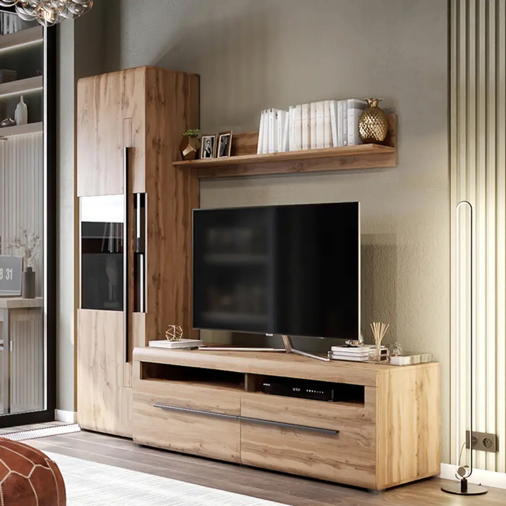 Фото Шкаф для телевизора Мебельград 219.8x0x51.6 см ЛДСП цвет дуб вотан Фото Шкаф для телевизора Мебельград 219.8x0x51.6 см ЛДСП цвет дуб вотан