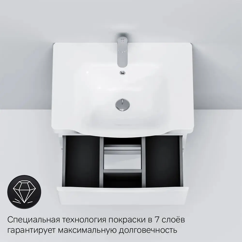 Фото 6 Тумба с раковиной Am.pm со смесителем Gem хром подвесная 65 см белый