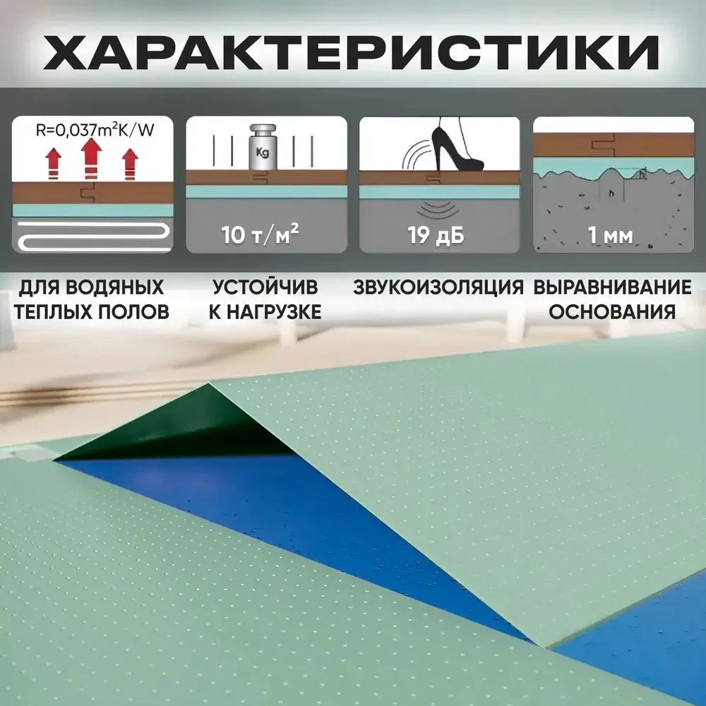 Фото Подложка Гармошка Солид перфорированная для теплого водяного пола под ламинат толщина 1.5 мм 10.5 м² Фото Подложка Гармошка Солид перфорированная для теплого водяного пола под ламинат толщина 1.5 мм 10.5 м²